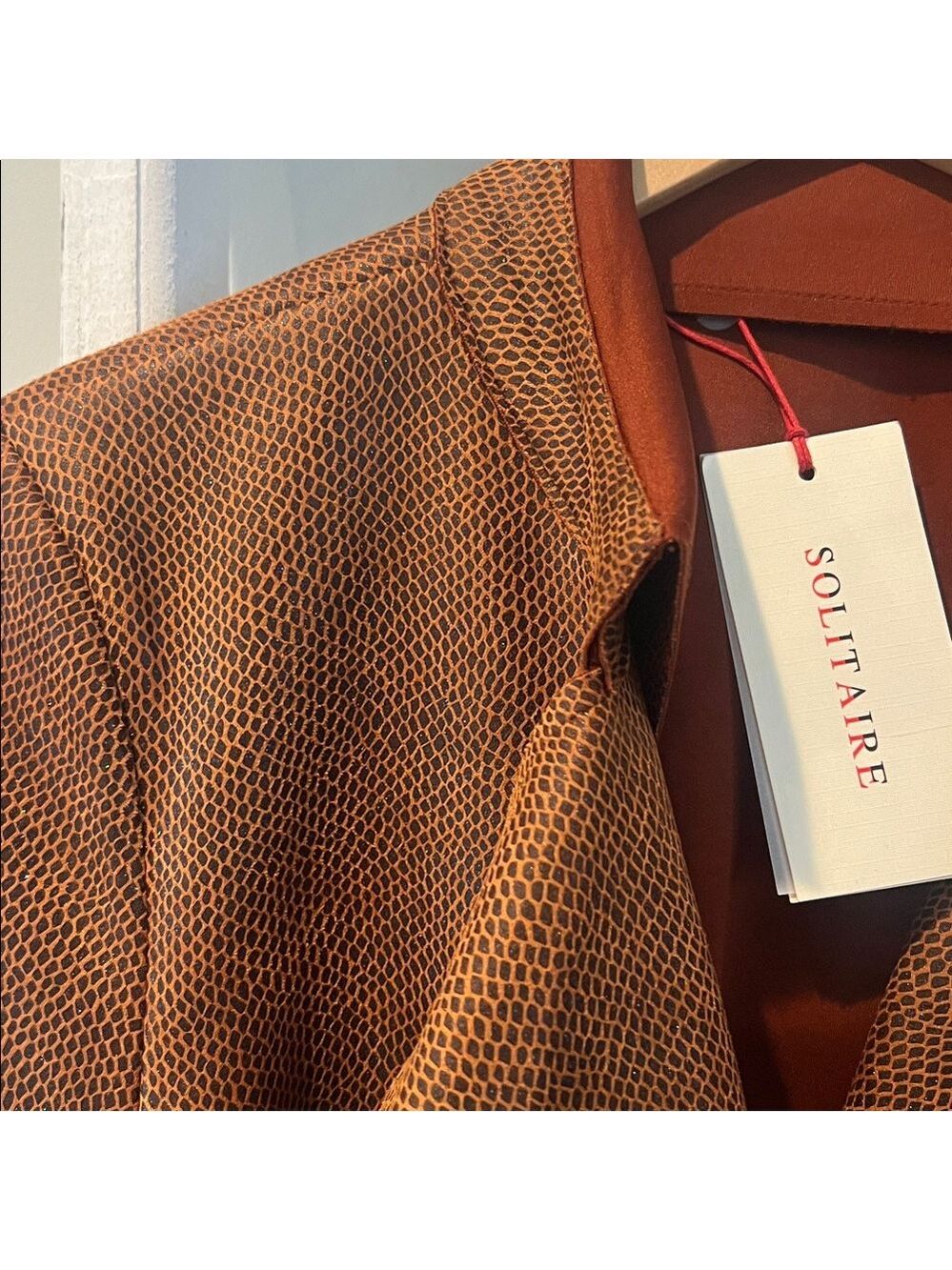 Solitaire Anthropologie nwt suede Textured Brown snakeskin Jacket trenchcoat S - Picture 4 of 13